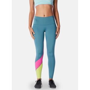 Cotopaxi Blue Leggings with Pink and Yellow Accents